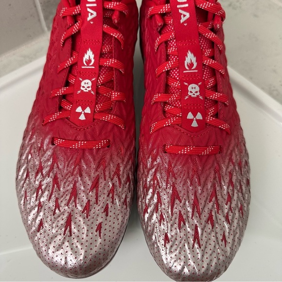 Under Armour Red and Silver Cleats Size 10 Men - Picture 5 of 13